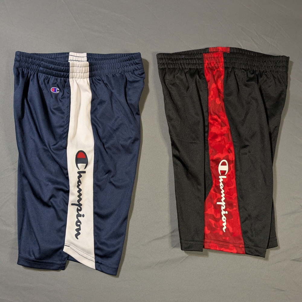 ChampionYouth Athletic Shorts Duo — Navy/White & Black/Red